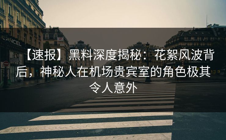 【速报】黑料深度揭秘：花絮风波背后，神秘人在机场贵宾室的角色极其令人意外