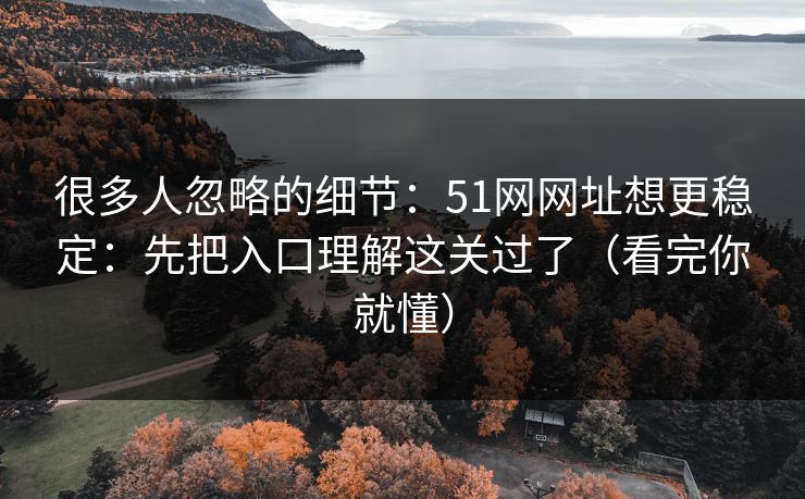 很多人忽略的细节：51网网址想更稳定：先把入口理解这关过了（看完你就懂）