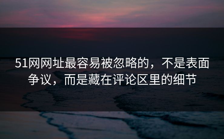 51网网址最容易被忽略的，不是表面争议，而是藏在评论区里的细节