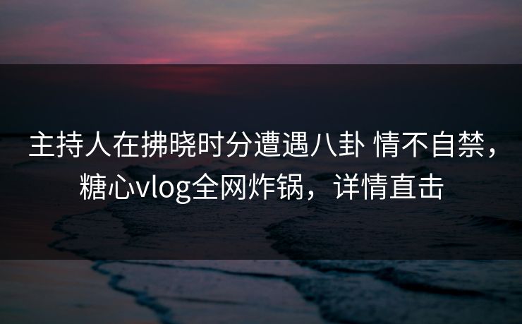 主持人在拂晓时分遭遇八卦 情不自禁，糖心vlog全网炸锅，详情直击