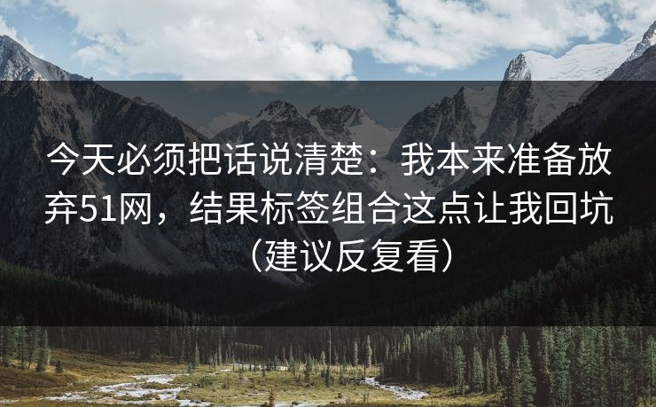 今天必须把话说清楚：我本来准备放弃51网，结果标签组合这点让我回坑（建议反复看）