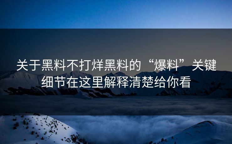 关于黑料不打烊黑料的“爆料”关键细节在这里解释清楚给你看